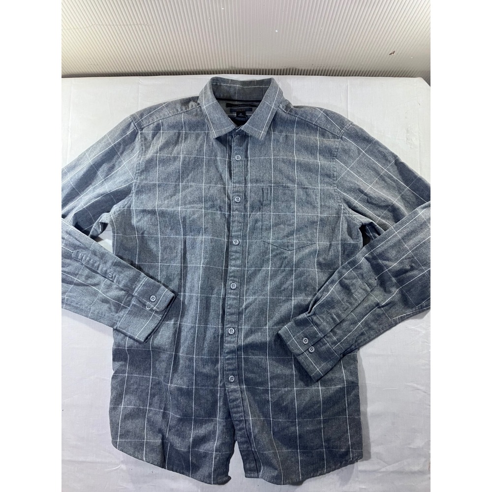 Marc Anthony Slim Fit Long Sleeve Button Up Shirt Men's Medium Gray‎ Plaid